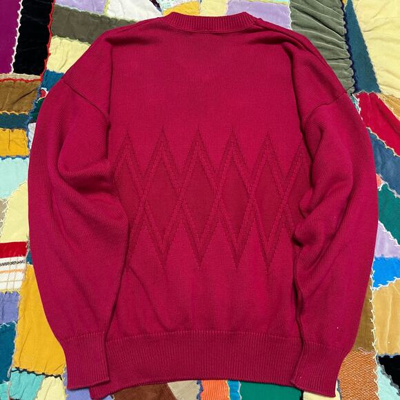 Vintage Lands End Woven Wrap Around Red Sweater XL - Picture 2 of 6